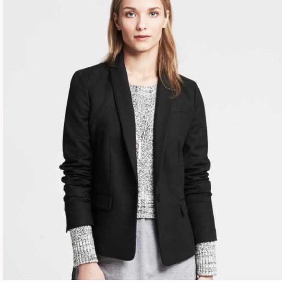 Banana Republic Women’s Black One-Button Notched Collar Blazer Jacket Size 6 - Picture 1 of 11